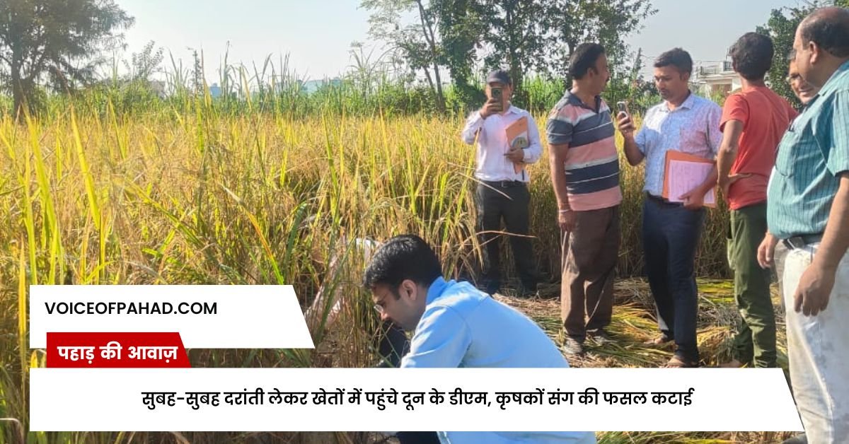सुबह-सुबह दरांती लेकर खेतों में पहुंचे दून के डीएम, कृषकों संग की फसल कटाई